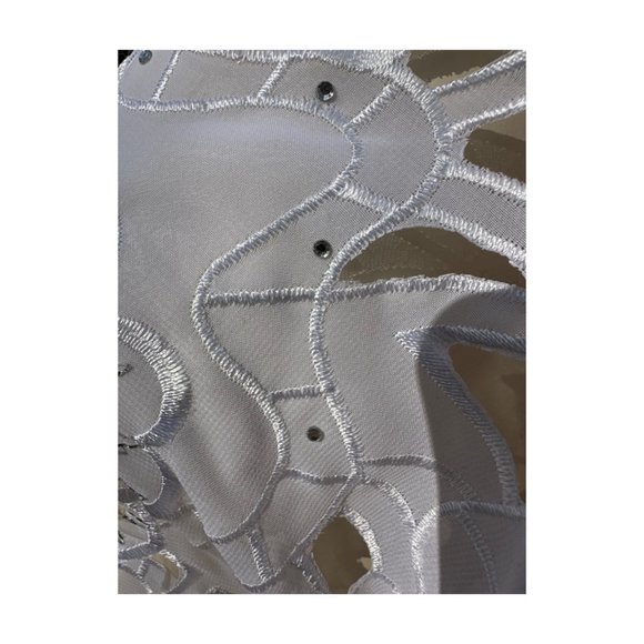 White Angel Wing Caftan Dress Sequins Embroidery Cutwork - Picture 10 of 16